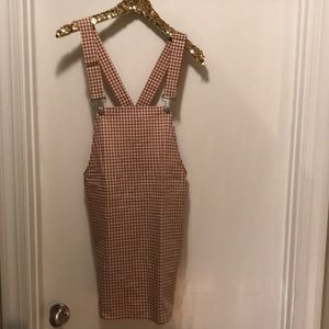 Gingham print overall dress